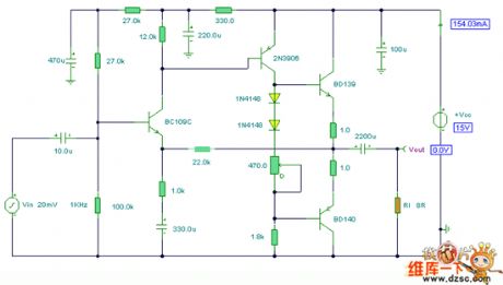 audio amplifier 2W circuit