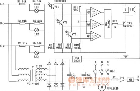 Voltage photoelectric sensor broken circuit and open phase protection circuit diagram
