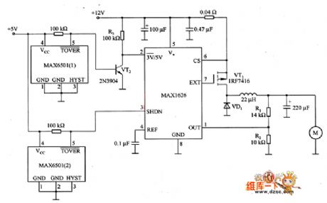MAX1626 Fan speed control circuit