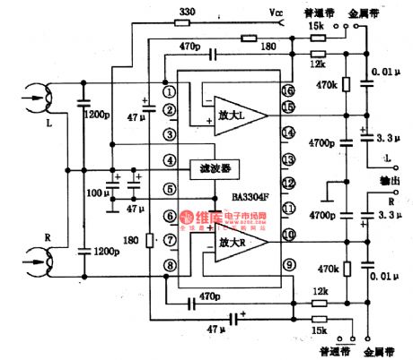 BA3304F-the integrated circuit of 2-channel audio preamplifiers