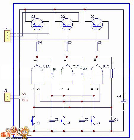 Practical 3-button interlock electronic switch circuit