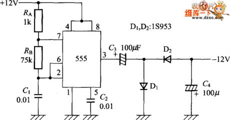 timer ic555 negative voltage generating circuit