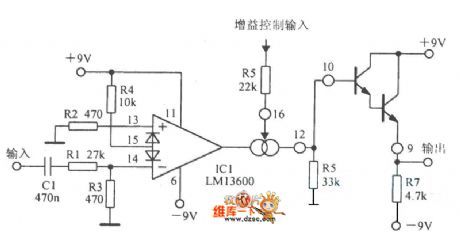 LMl3600 gain amplifier circuit
