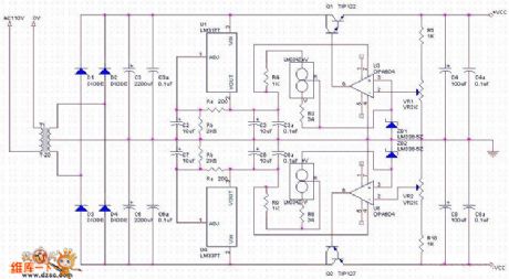 A positive and negative output adjustable voltage-stabilized power supply circuit