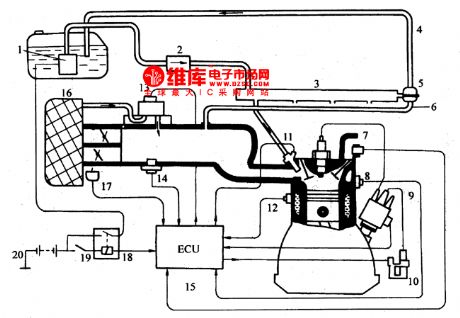The oil spray control system circuit of  200GLi AFE petrol engine