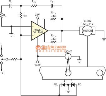 Simplified motor sports photoelectric positioning control circuit diagram