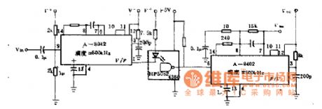 500kHs bandwidth photoelectric isolating circuit diagram composed of A-840V/F reversal module