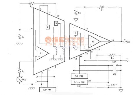 The dual-channel dual-power isolation in-phase gain circuit diagram composed of 3656