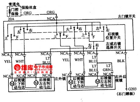 The electric rear-view mirror circuit of Buick-Century