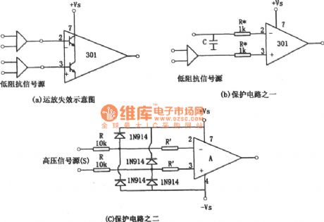 Op amp common-mode voltage breakdown input stage and its protection measure circuit diagram