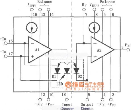 ISO100 optocoupler linear isolated amplifier circuit diagram