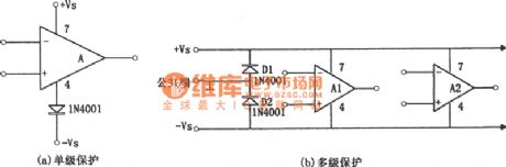 Op amp power supply voltage polarity reverse protection circuit diagram