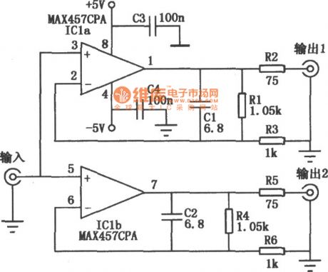 Two-path Video Amplifier Circuit Composed of MAX457