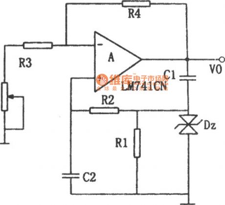 RC Sine Wave Generator Circuit Composed of LM741CN