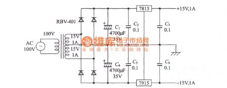 Bipolar Voltage-Stabilizing Circuit with Three Terminal Regulators
