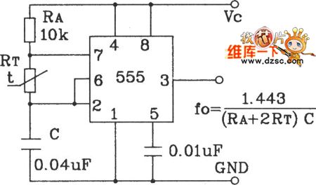 Temperature Frequency Conversion Circuit Composed Of 555 And Precise Temperature Sensor