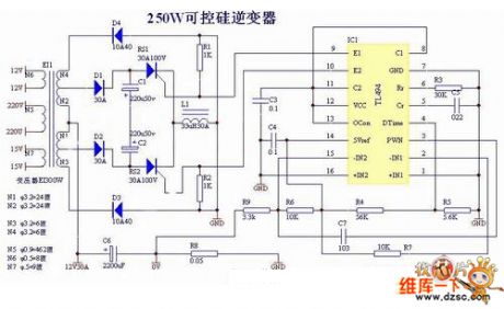 250W SCR Inverter Circuit