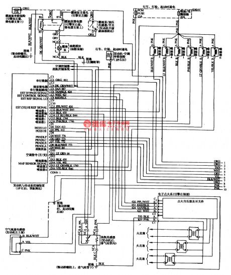 The electric control circuit if Buick-Century engine and auto transmission(2)