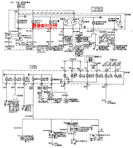 The instrument, indicator and warning lamp circuit of Buick-Century