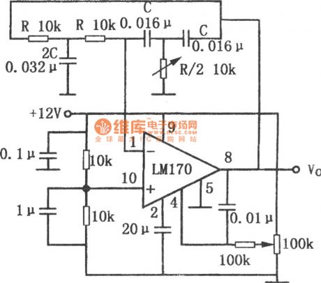 Double T Sinusoidal Oscillator with Stable Output Circuit Composed of LM170