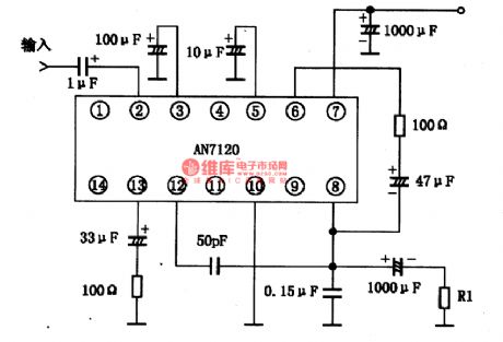 AN7120 2.lW-the integrated circuit of audio power amplifier