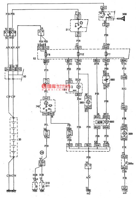 The room light, cigarette lighter and clock principle circuits of DPCA-VOLCANE DC714OZX