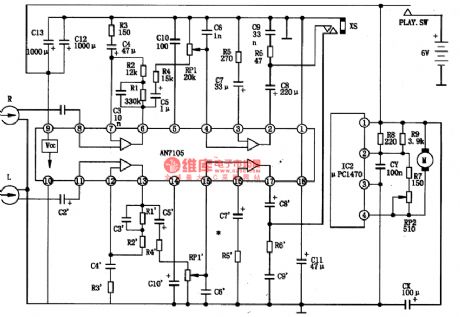 AN7105-The integrated reproducing circuit of single door stereo