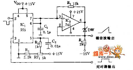 555 Bootstrap Voltage Sawtooth Wave Generator Circuit