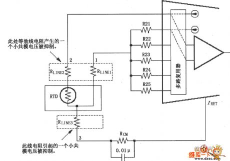 XTR108 Three-Wire RTD Connection Circuit