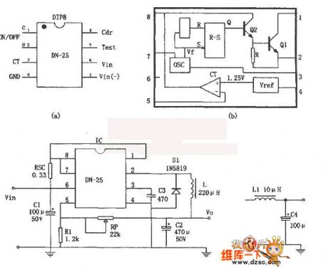 DN-25 integrated circuit switching voltage-stabilized power supply circuit