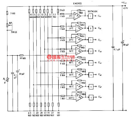 The temperature test circuit of thermistors