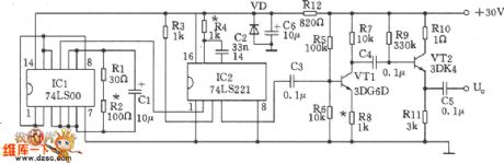 Simple Pulse Signal Generator Circuit Composed Of 74LS221