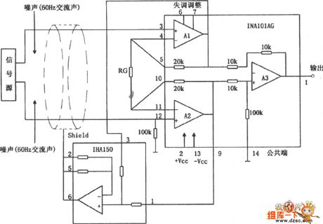 Instrument Amplifier (INA101) Circuit With Eliminating AC Noise