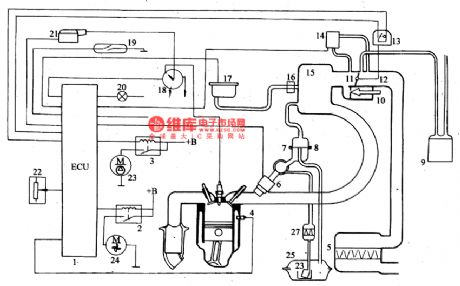 The electric controlled oil injection system circuit of Tianjin Xiali TJ376Q-E