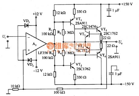 Voltage Amplifier Circuit Made up of LF356 and Others