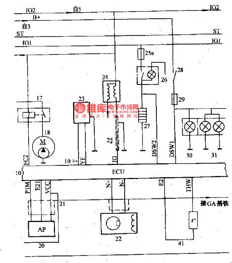 The petrol injection engine circuit of Tianjin Xiali EF1 TJ376Q-E (2)