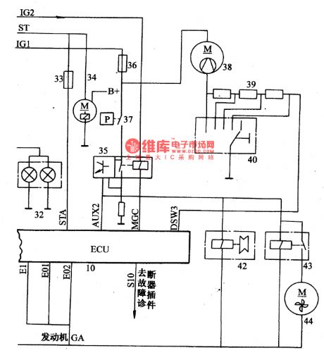 The petrol injection engine circuit of Tianjin Xiali EF1 TJ376Q-E (3)