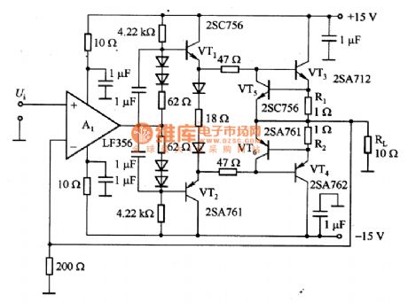Current Amplifier Circuit Diagram made up of LF356 and Others