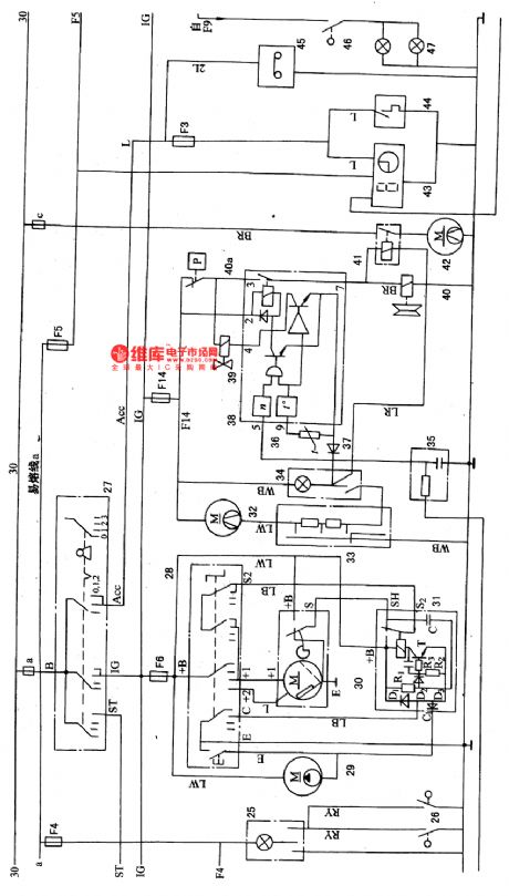 The room lamp, wiper/washer,air-conditioning and radio circuit of Tianjin Xiali 7100 and 7100U