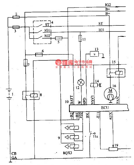 The petrol injection engine circuit of Tianjin Xiali EF1 TJ376Q-E (1)