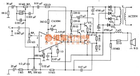 Power Amplifier Circuit Diagram Formed by CA3094 and Others