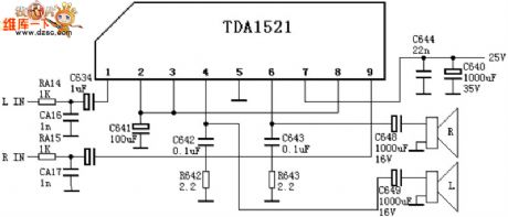 The TDA1521 common  accompanying sound circuit of color tv