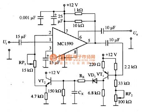 Voice Compression Circuit Diagram formed by MC1590 and Others