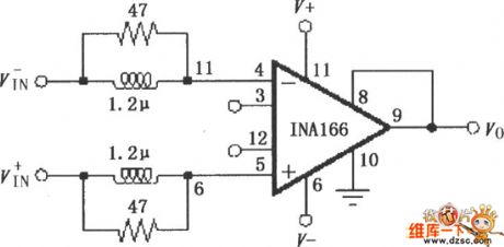 INA166 Input Stable Network Circuit