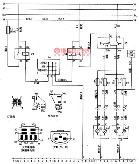 The headlight circuit of Daewoo Racer