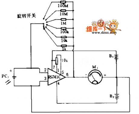 741 op-amp device as the I/V converter circuit
