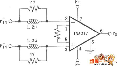 INA217 Input Stable Network Circuit