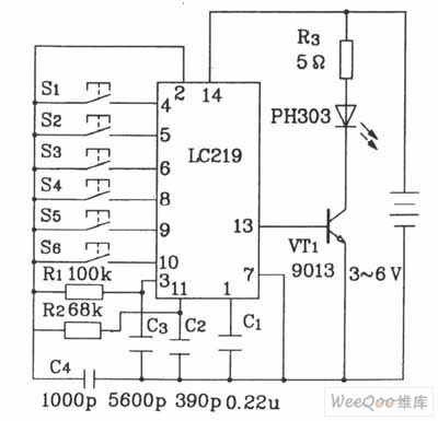 Infrared remote control 5-speed motor speed controller circuit diagram