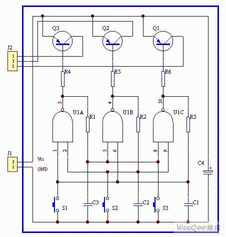 Three key interlock electronic switching circuit diagram