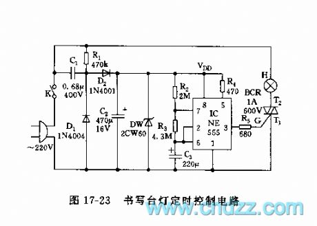 555 writing table lamp timing control circuit